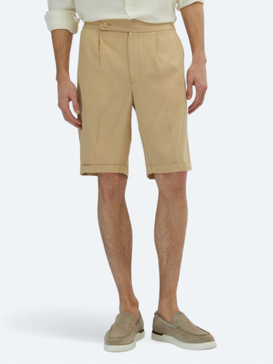 Deve Tüyü Dokuma Carrot Fit Casual Bermuda - 2