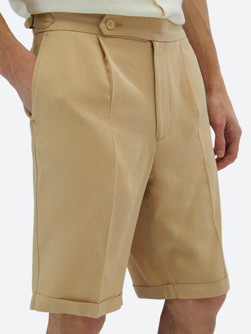 Deve Tüyü Dokuma Carrot Fit Casual Bermuda - 3