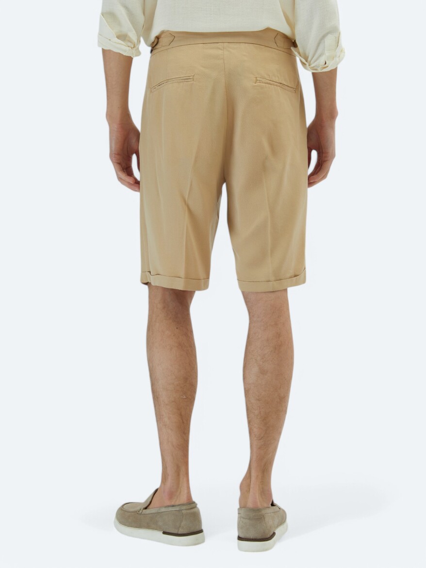 Deve Tüyü Dokuma Carrot Fit Casual Bermuda - 5