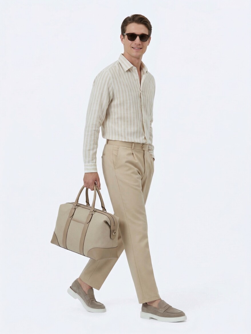 Deve Tüyü Dokuma Loose Fit Casual Pantolon - 3