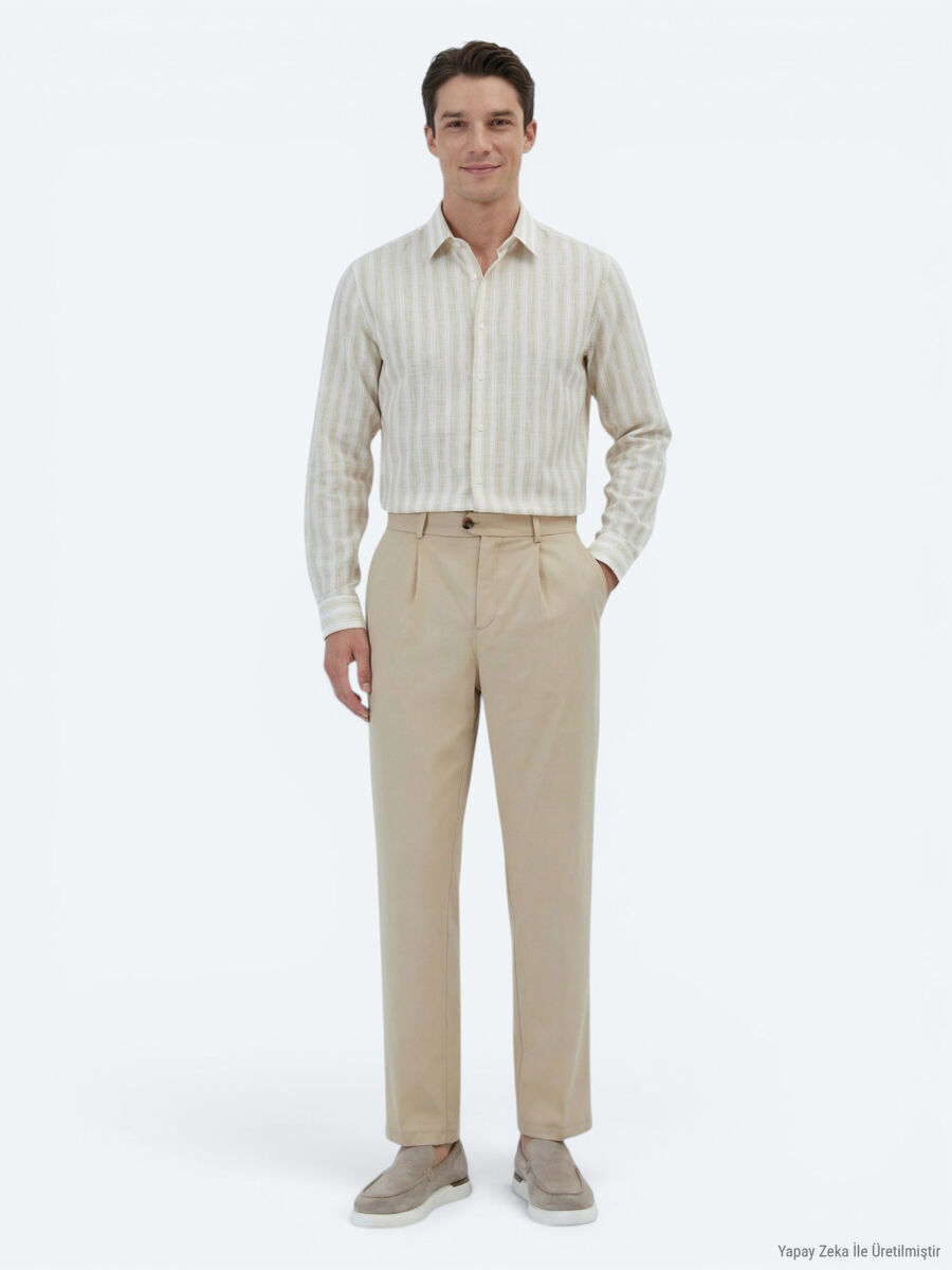 Deve Tüyü Dokuma Loose Fit Casual Pantolon - 1