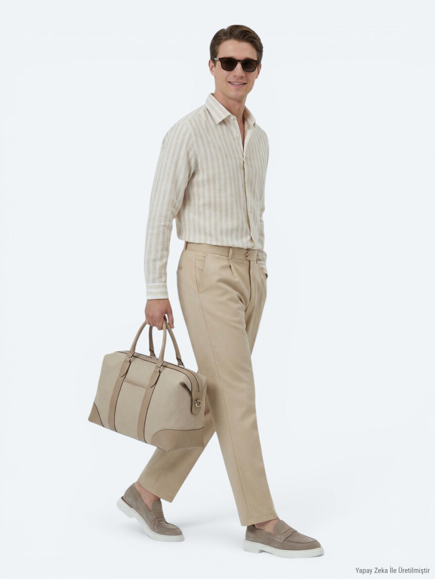 Deve Tüyü Dokuma Loose Fit Casual Pantolon - 3