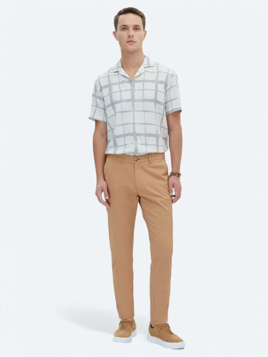 Deve Tüyü Dokuma Regular Fit Casual Pamuk Karışımlı Pantolon - 1