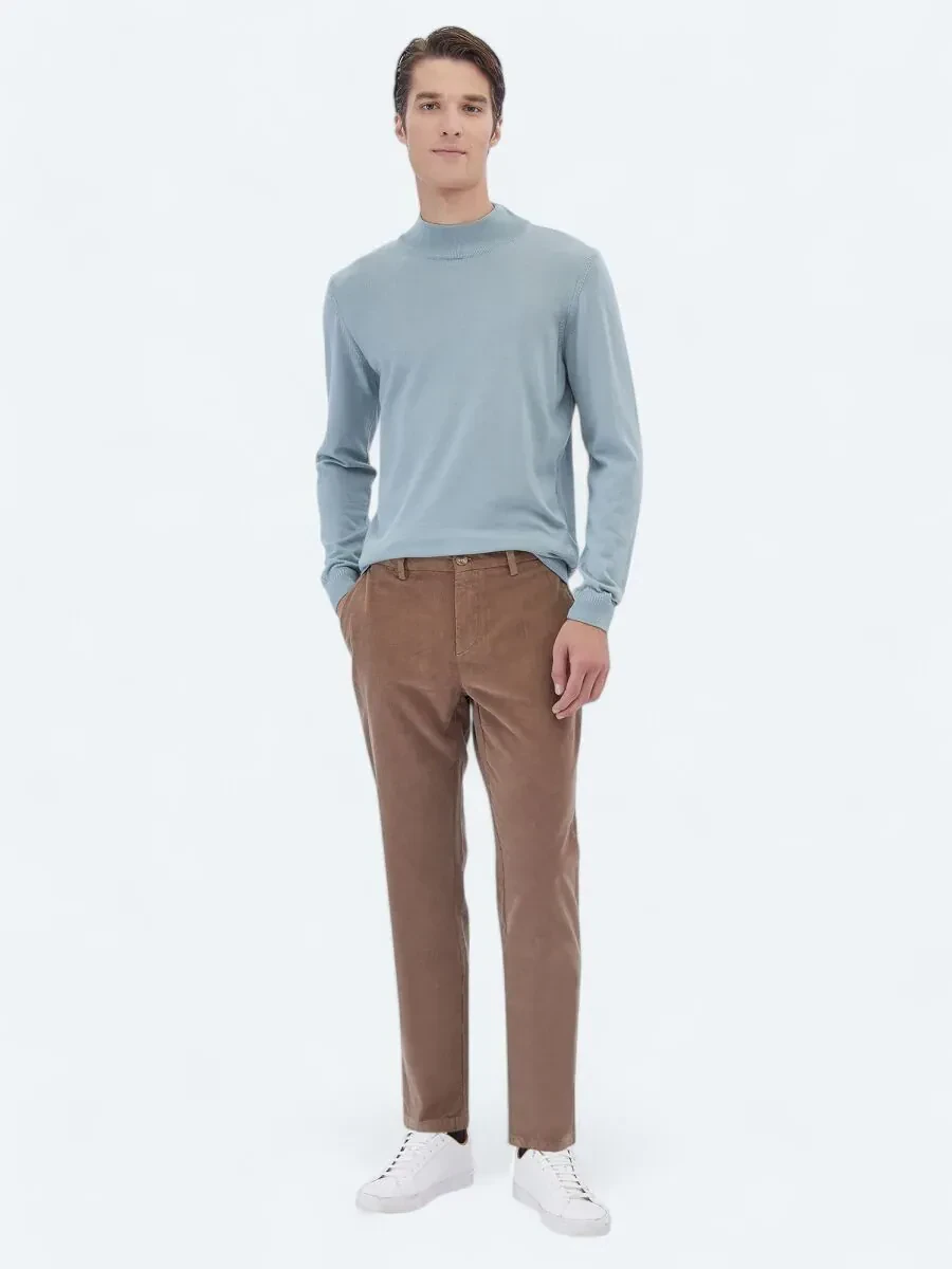 Deve Tüyü Dokuma Regular Fit Kadife Casual Pamuk Karışımlı Pantolon - 1