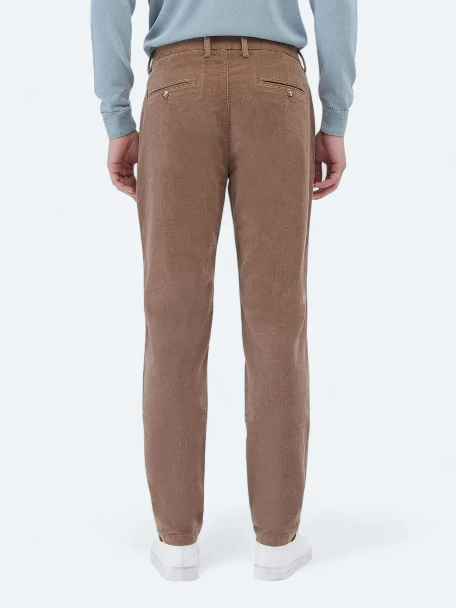 Deve Tüyü Dokuma Regular Fit Kadife Casual Pamuk Karışımlı Pantolon - 4