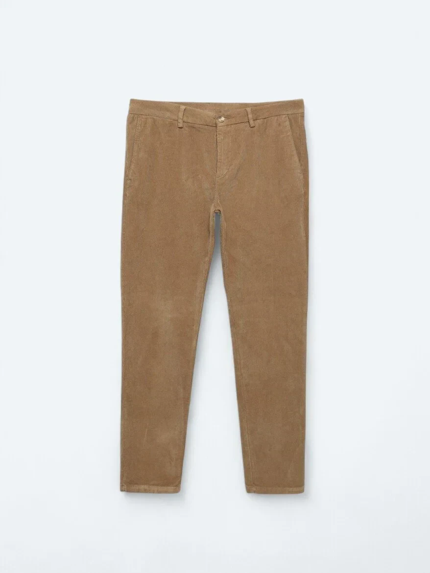 Deve Tüyü Dokuma Regular Fit Kadife Casual Pamuk Karışımlı Pantolon - 5