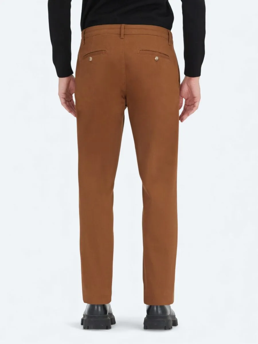 Deve Tüyü Düz Dokuma Regular Fit Casual Pamuk Karışımlı Pantolon - 4