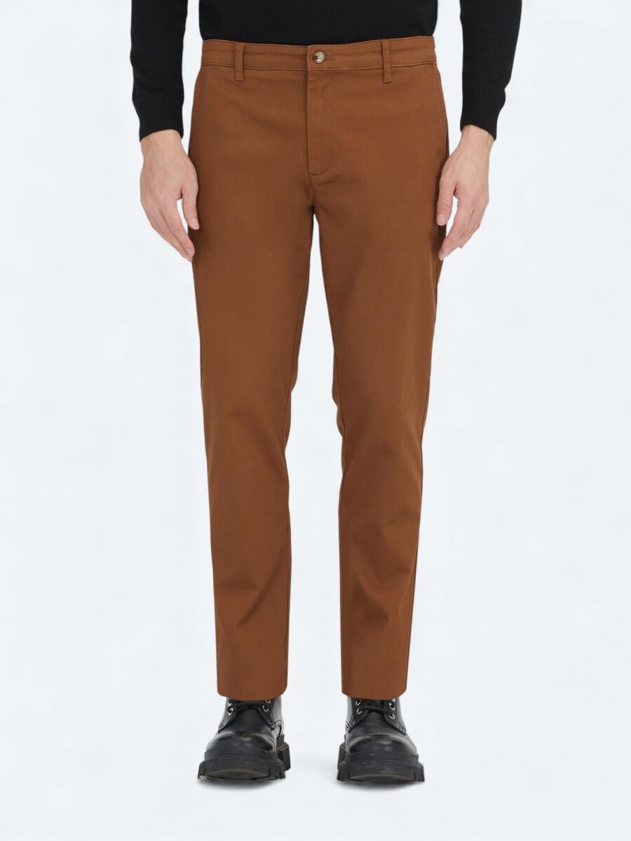 Deve Tüyü Düz Dokuma Regular Fit Casual Pamuk Karışımlı Pantolon - 2