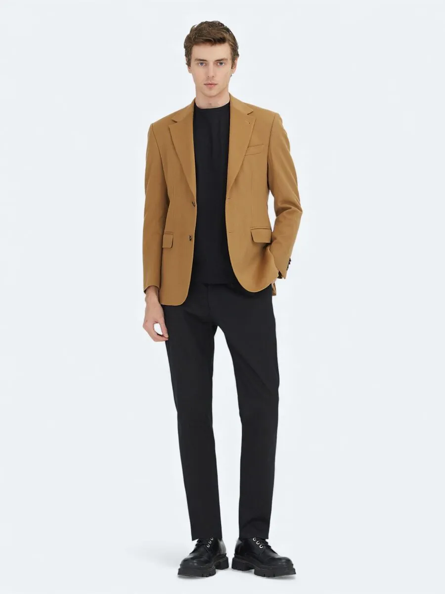 Deve Tüyü Düz Modern Fit Yün Karışımlı Ceket - 2