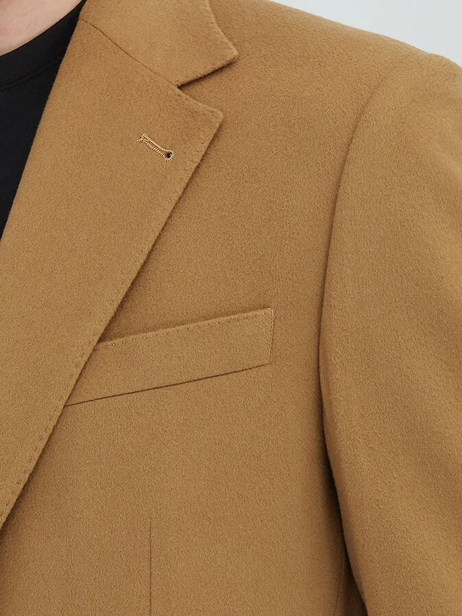 Deve Tüyü Düz Modern Fit Yün Karışımlı Ceket - 4