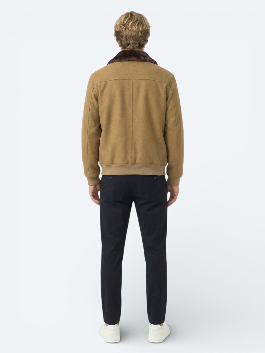 Deve Tüyü Gömlek Yaka Casual Dokuma Mont - 4