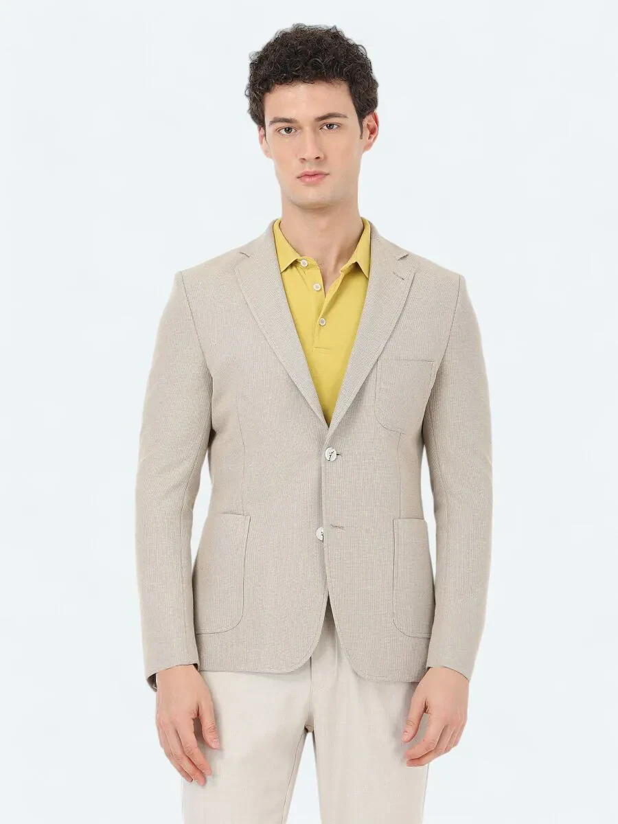 Deve Tüyü Mikro Modern Fit Pamuk Karışımlı Örme Ceket - 3