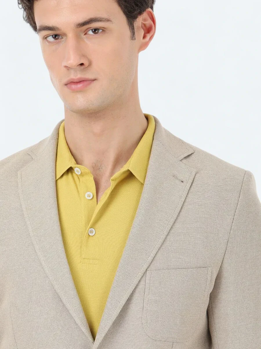 Deve Tüyü Mikro Modern Fit Pamuk Karışımlı Örme Ceket - 4