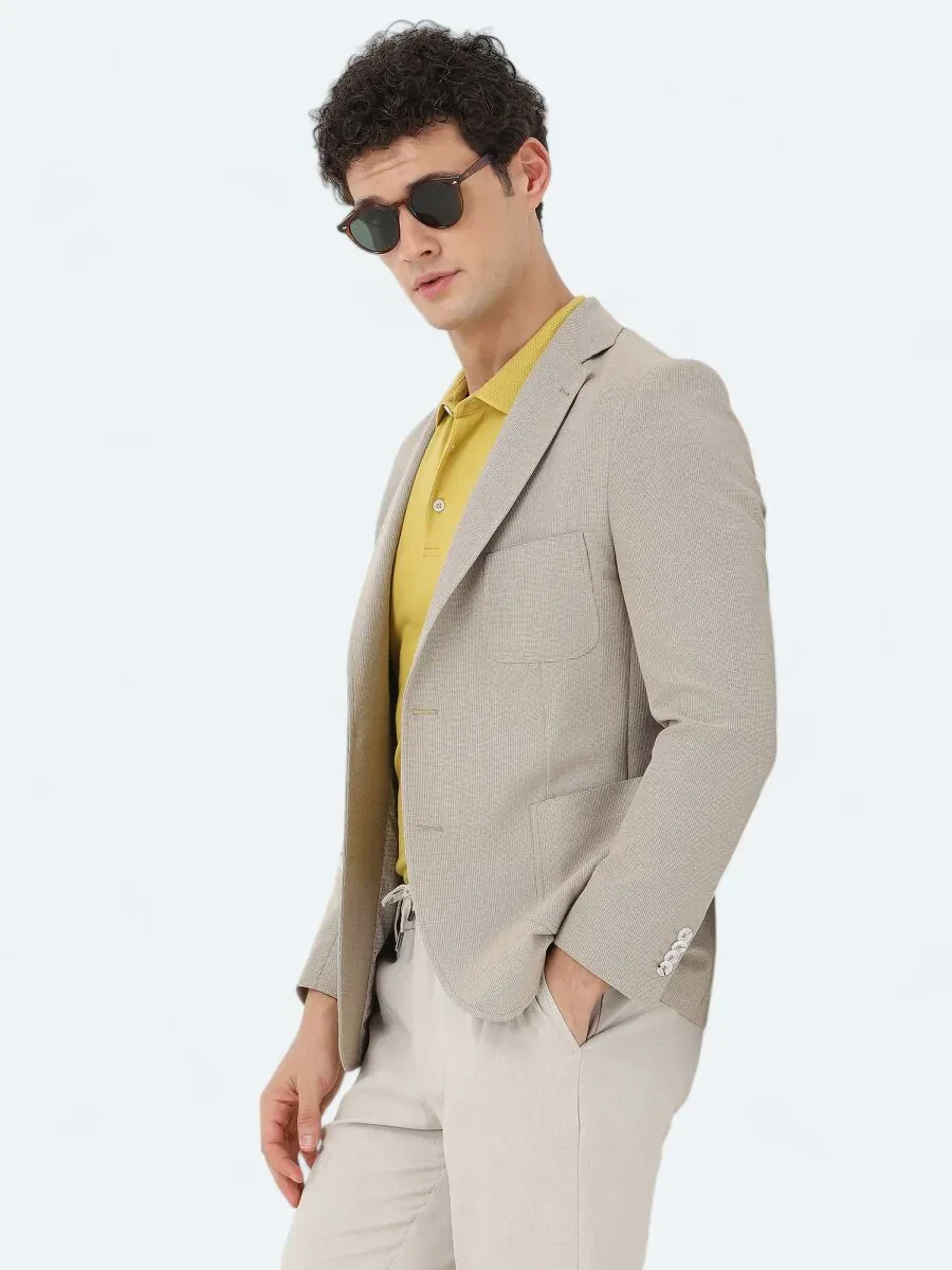 Deve Tüyü Mikro Modern Fit Pamuk Karışımlı Örme Ceket - 5