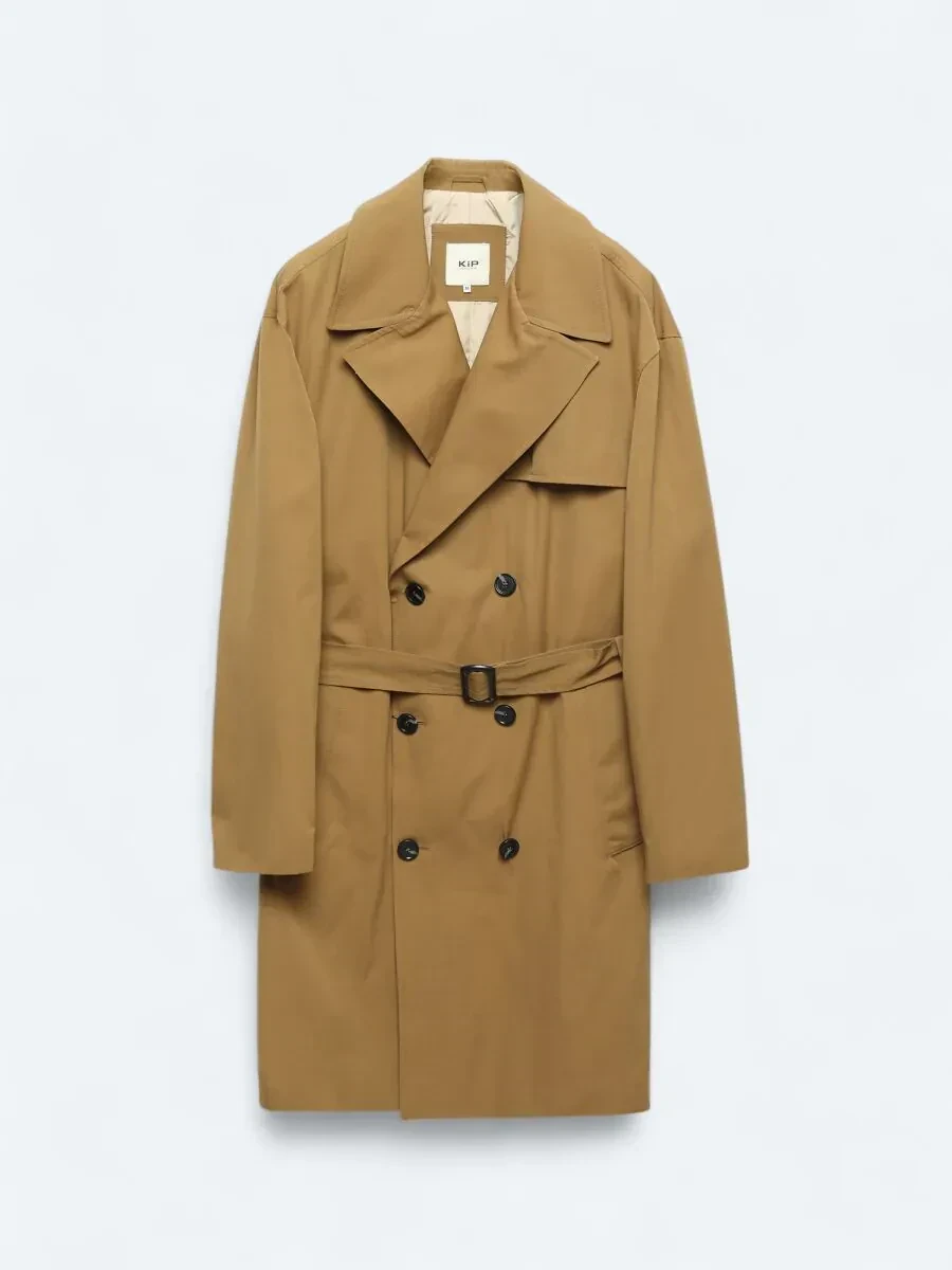 Deve Tüyü Oversize Fit Kruvaze Yaka Casual Dokuma Pardesü - 9