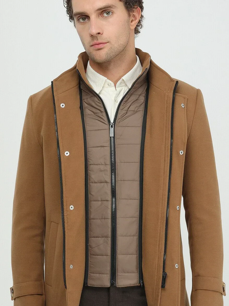 Deve Tüyü Regular Fit Casual Dokuma Kaban - 3