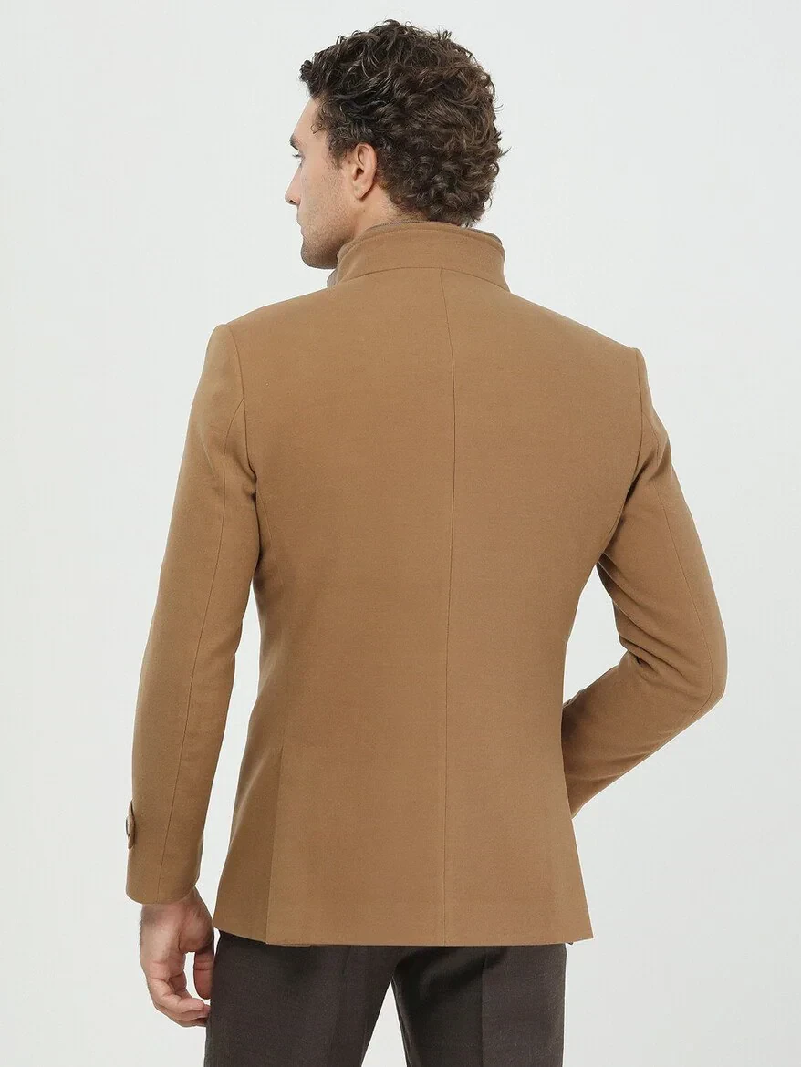 Deve Tüyü Regular Fit Casual Dokuma Kaban - 5