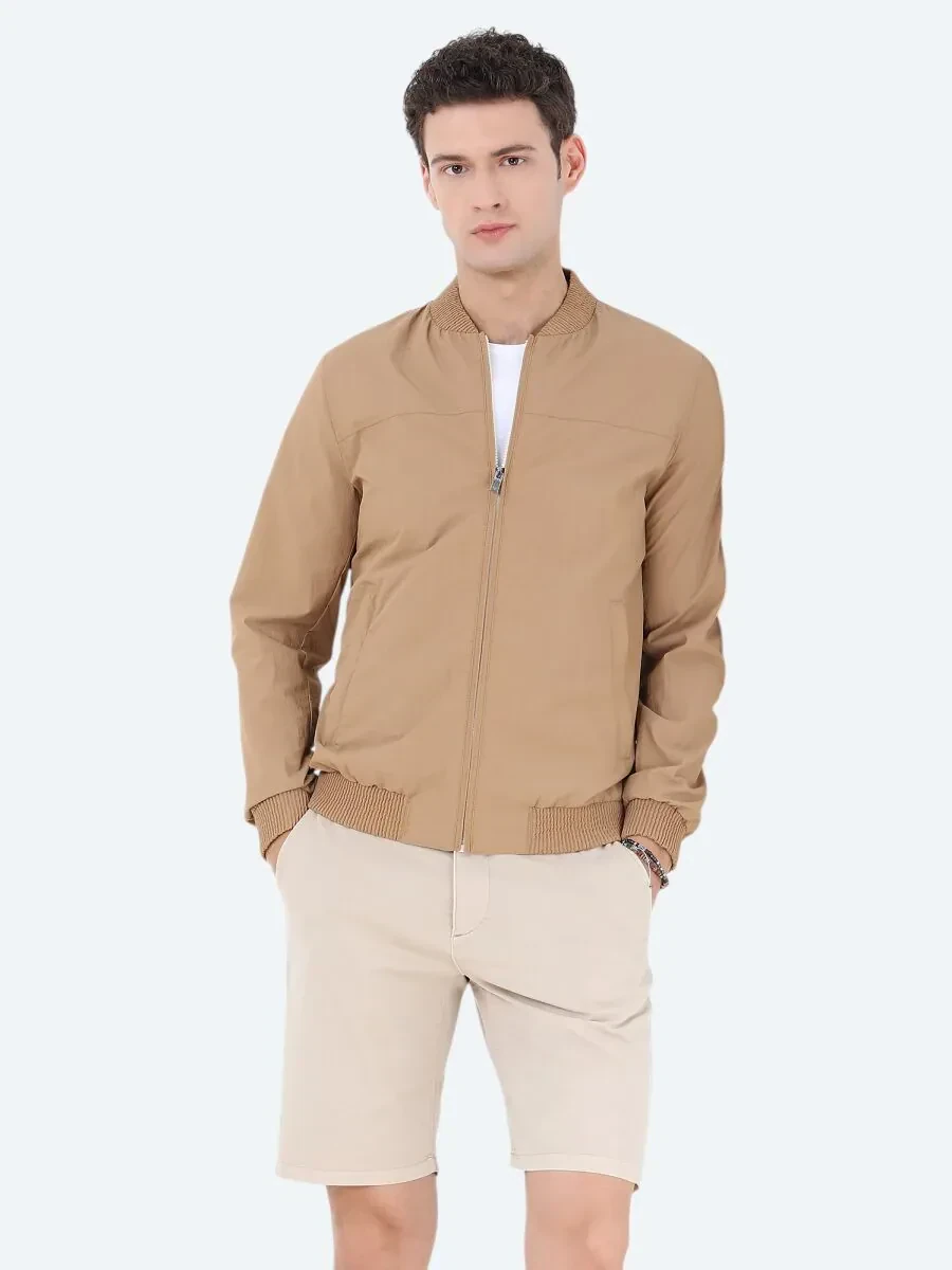Deve Tüyü Regular Fit Dik Yaka Casual Dokuma Mont - 1