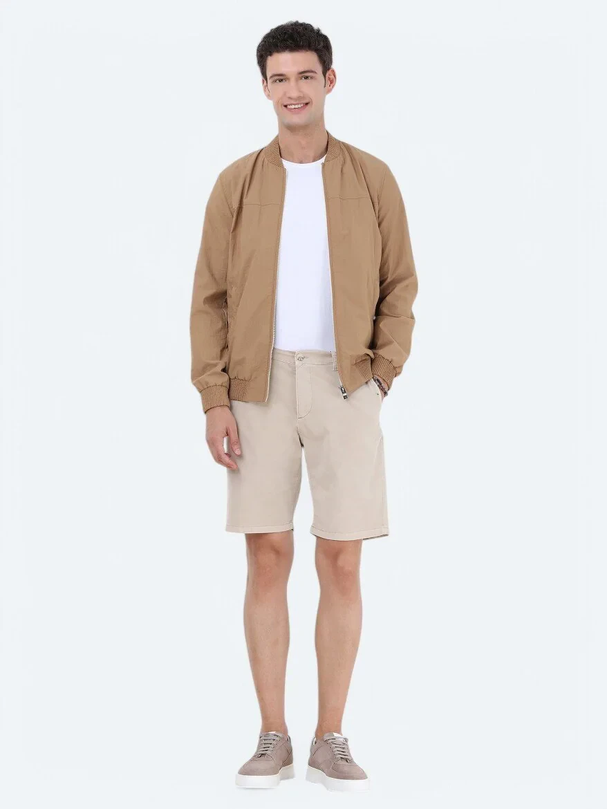 Deve Tüyü Regular Fit Dik Yaka Casual Dokuma Mont - 2