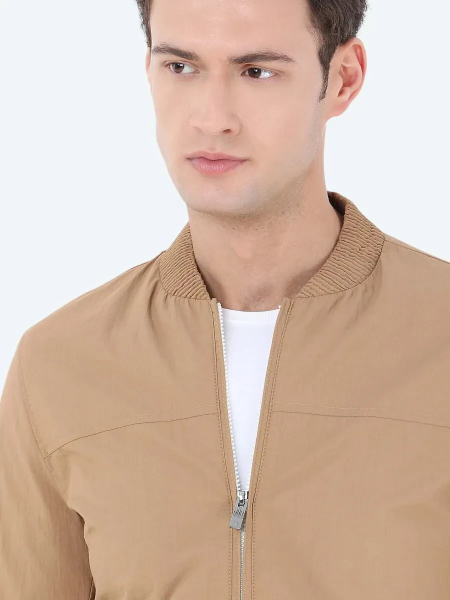 Deve Tüyü Regular Fit Dik Yaka Casual Dokuma Mont - 5