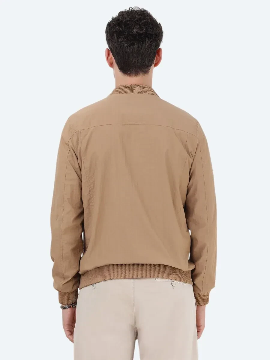 Deve Tüyü Regular Fit Dik Yaka Casual Dokuma Mont - 6