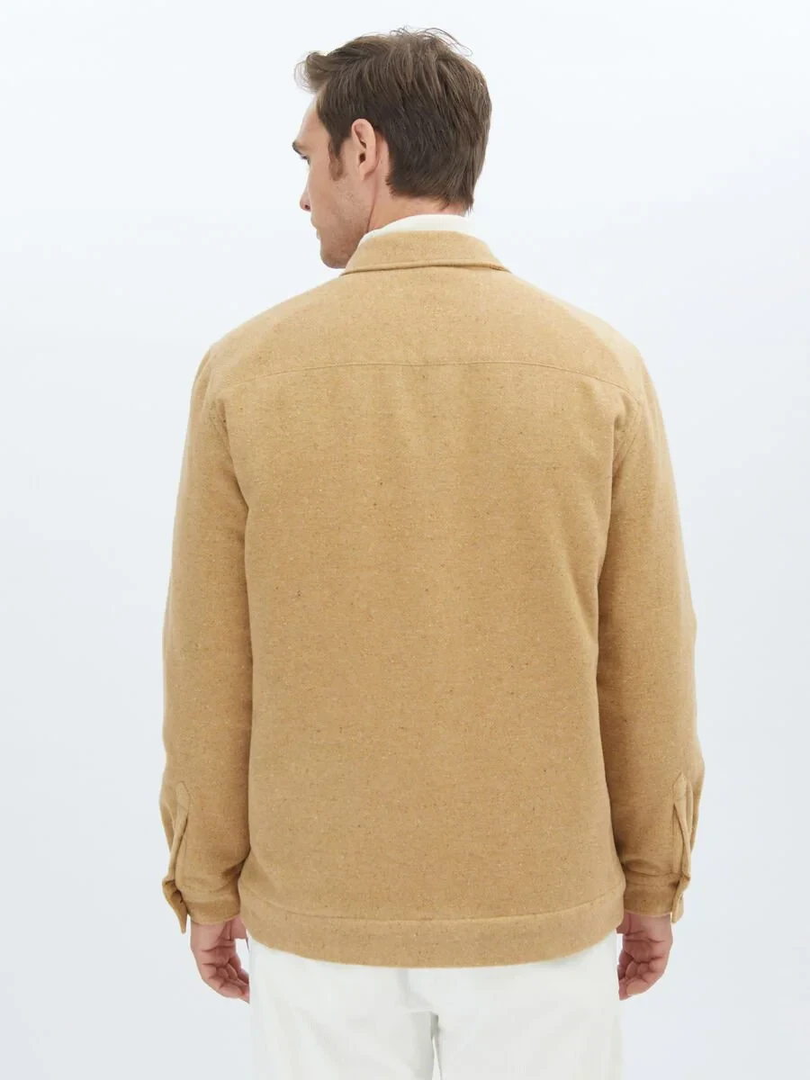 Deve Tüyü Regular Fit Gömlek Yaka Casual Dokuma Mont - 5