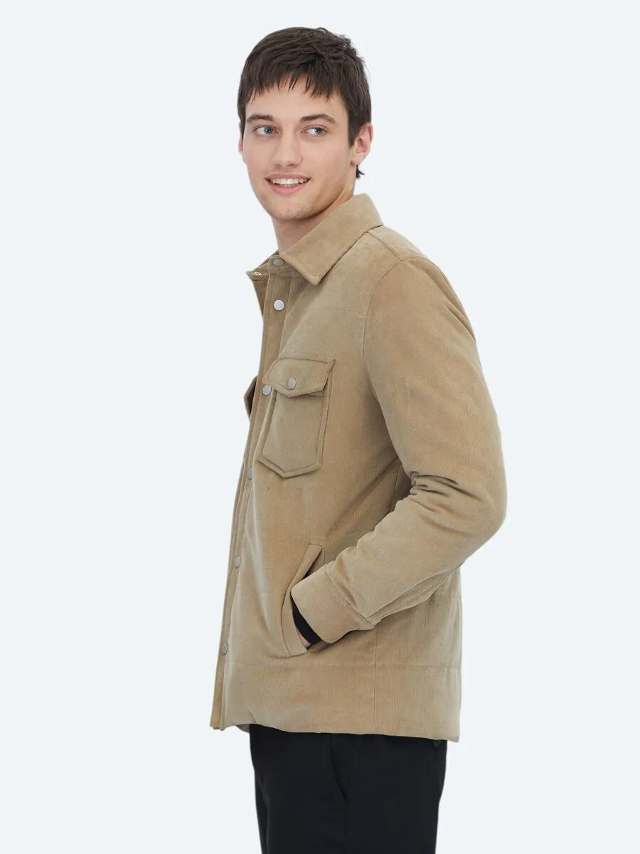 Deve Tüyü Regular Fit Gömlek Yaka Casual Dokuma Mont - 3