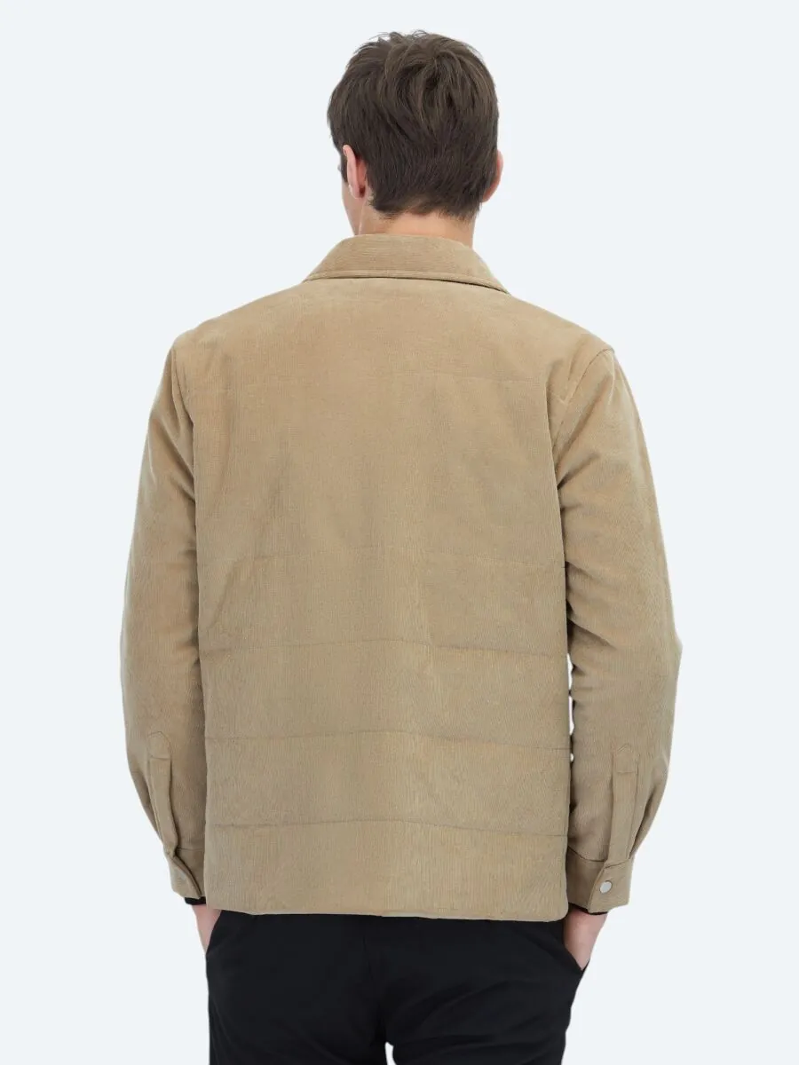 Deve Tüyü Regular Fit Gömlek Yaka Casual Dokuma Mont - 5