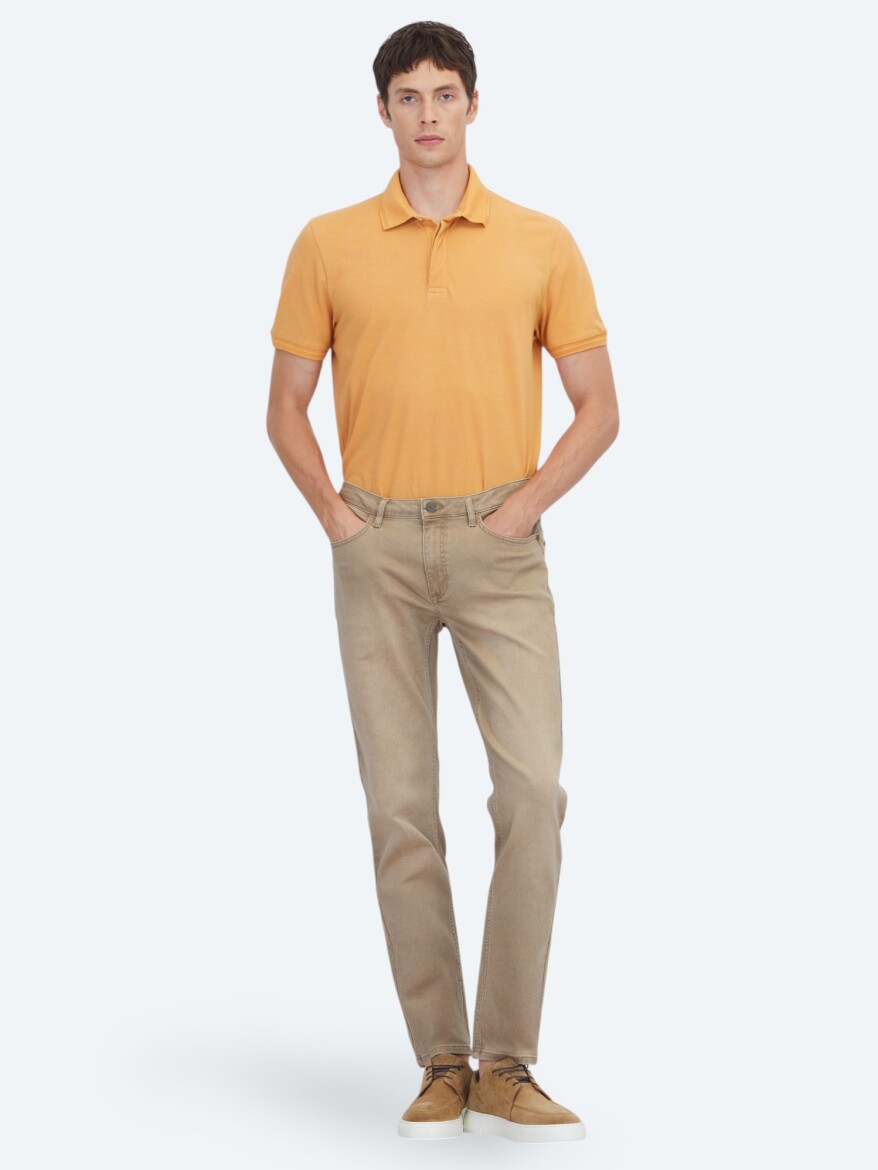 Deve Tüyü Slim Fit Denim Pamuk Karışımlı Pantolon - KİP