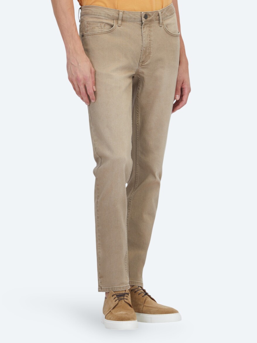 Deve Tüyü Slim Fit Denim Pamuk Karışımlı Pantolon - KİP