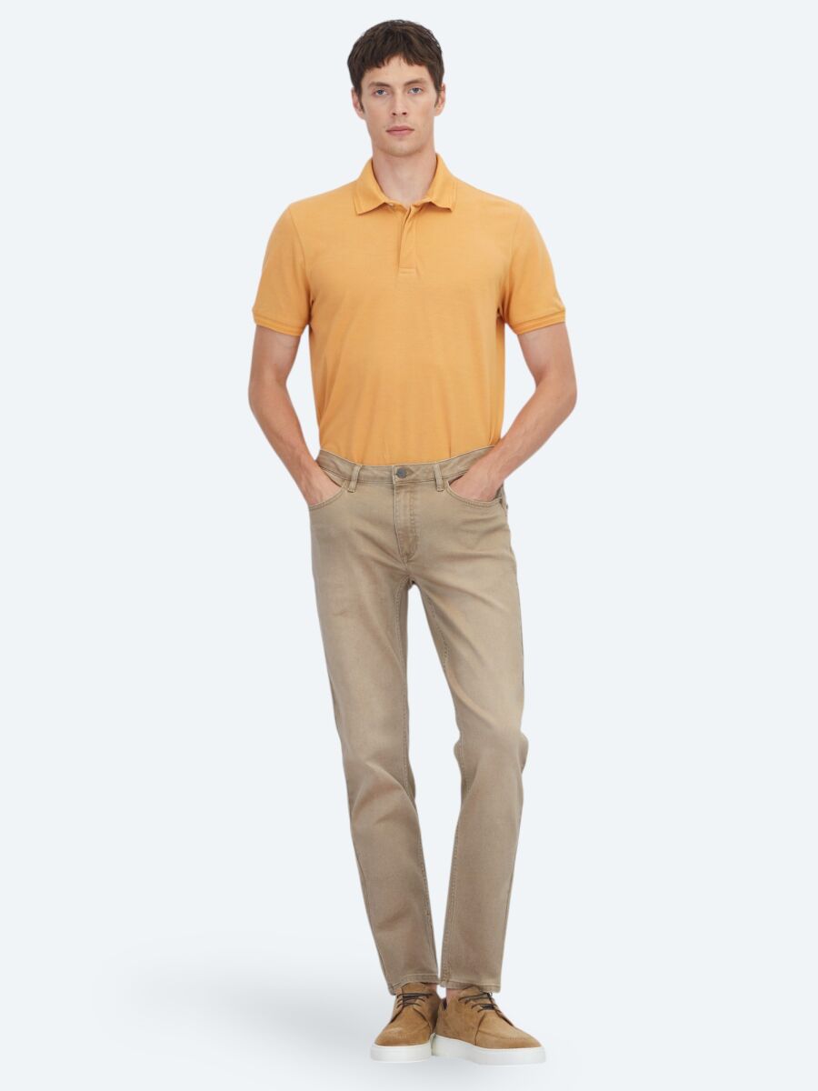 Deve Tüyü Slim Fit Denim Pamuk Karışımlı Pantolon - 1