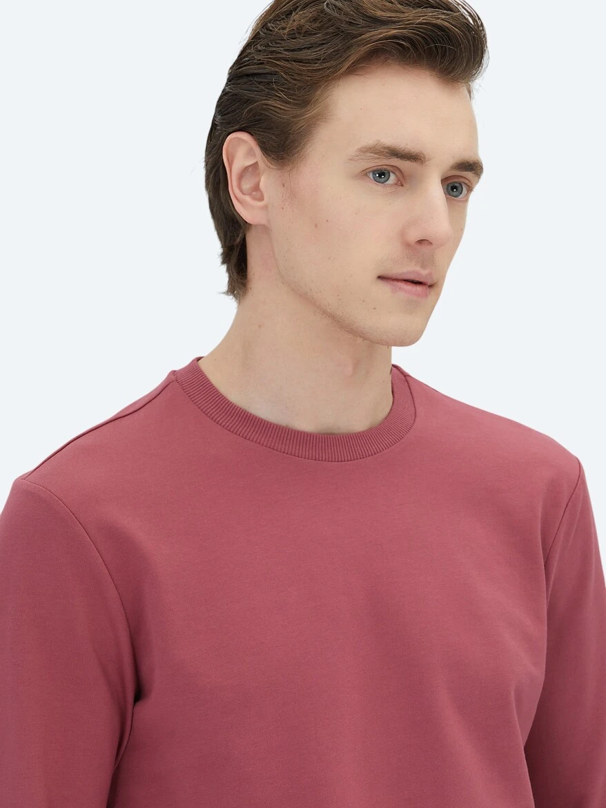 Dusty Rose Color Crew Neck Sweatshirt - 3