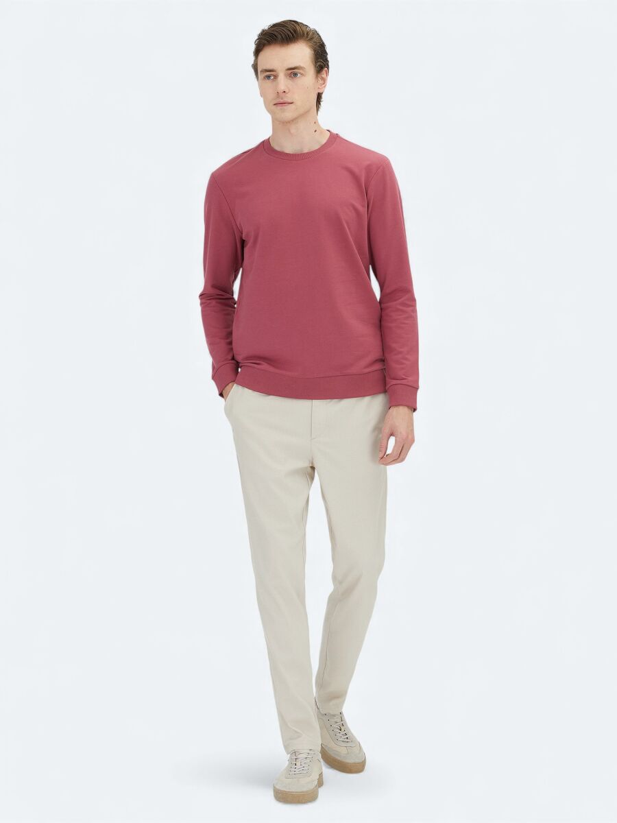 Dusty Rose Color Crew Neck Sweatshirt - 2