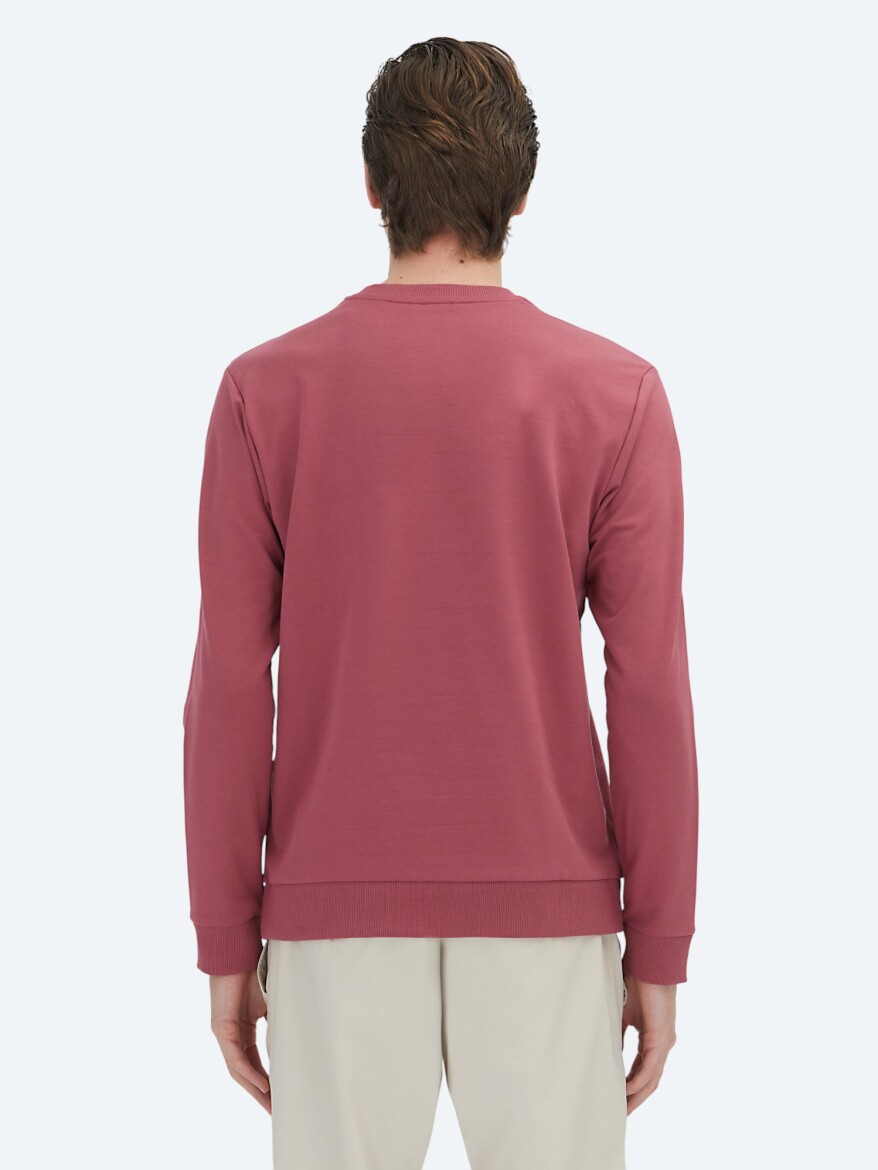 Dusty Rose Color Crew Neck Sweatshirt - 4
