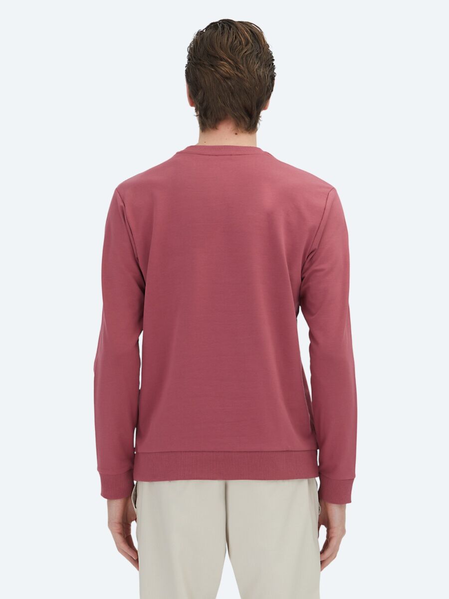 Dusty Rose Color Crew Neck Sweatshirt - 4