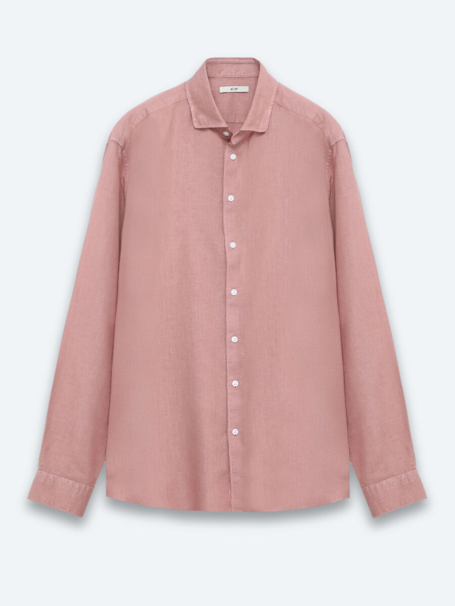 Dusty Rose Color Plain Regular Fit Long Weaving Casual Cotton Blended Shirt - 6