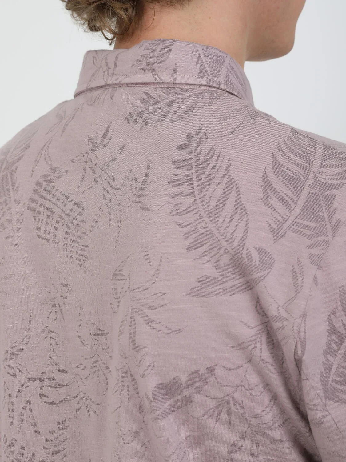 Dusty Rose Color Printed Polo Neck 100% Cotton T-Shirt - 4