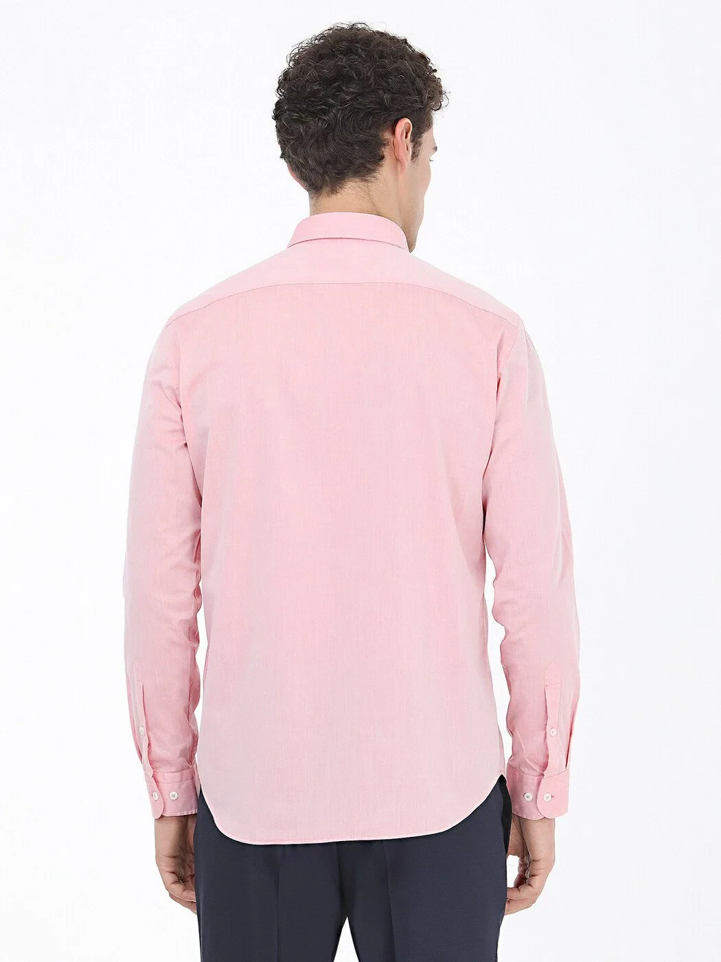 Dusty Rose Color Weaving Casual 100% Cotton Shirt - 4