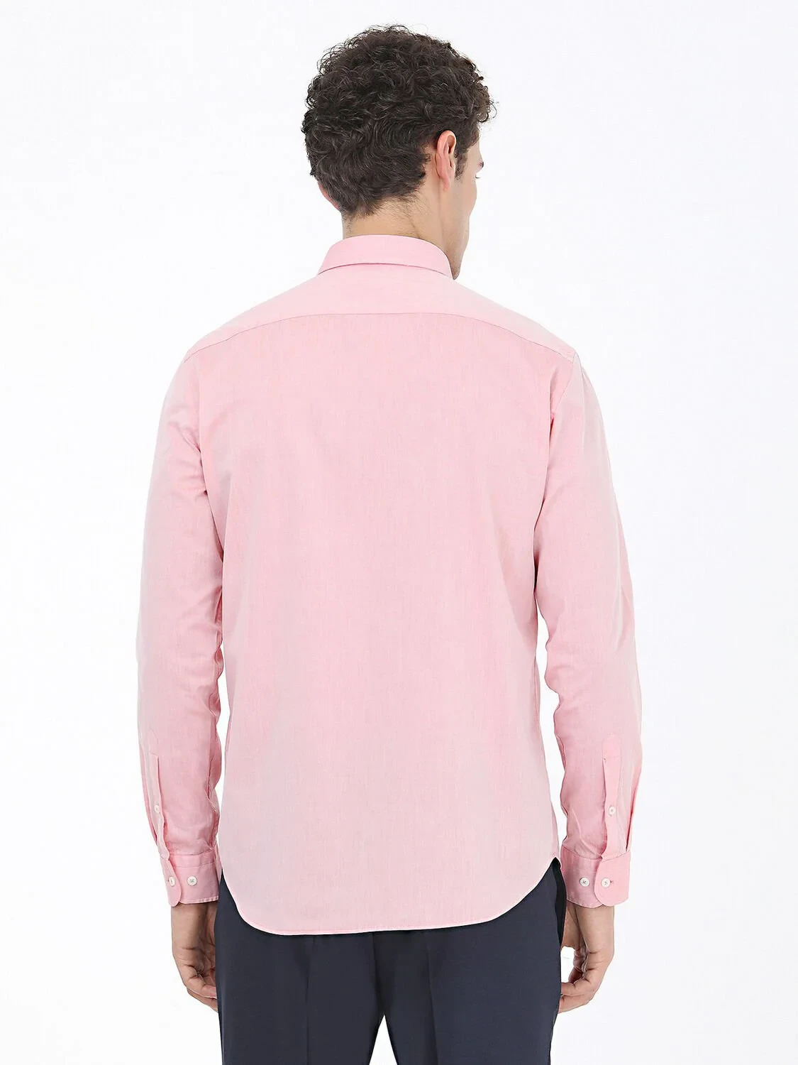 Dusty Rose Color Weaving Casual 100% Cotton Shirt - 4
