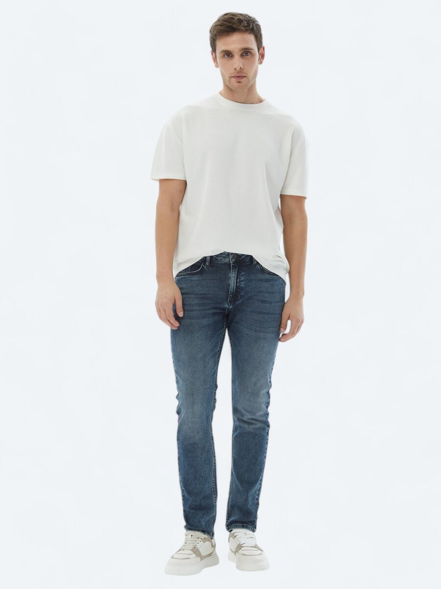 Ecru Crew Neck 100% Cotton T-Shirt - 3