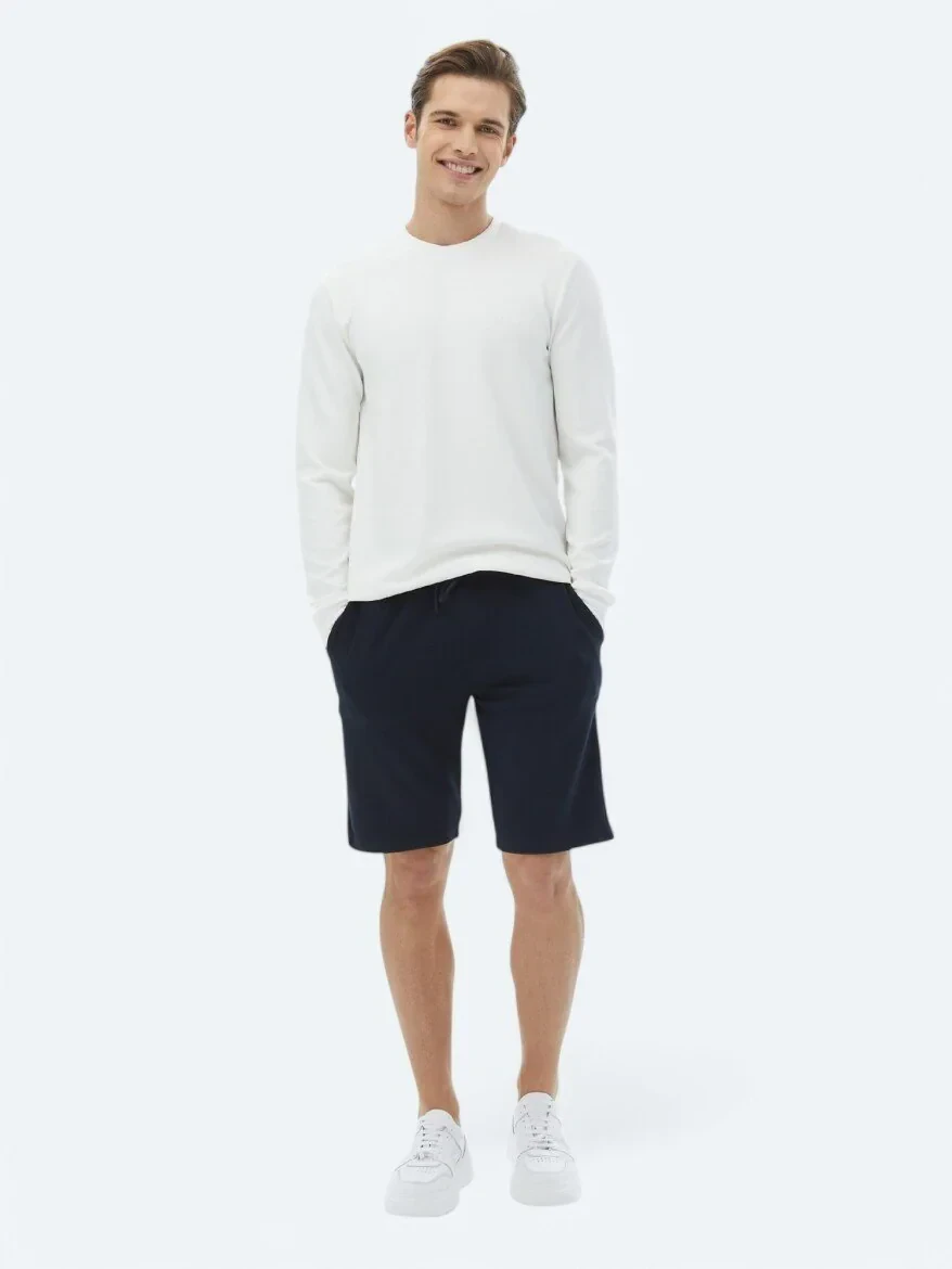 Ecru Crew Neck Printed Sweatshirt - 5