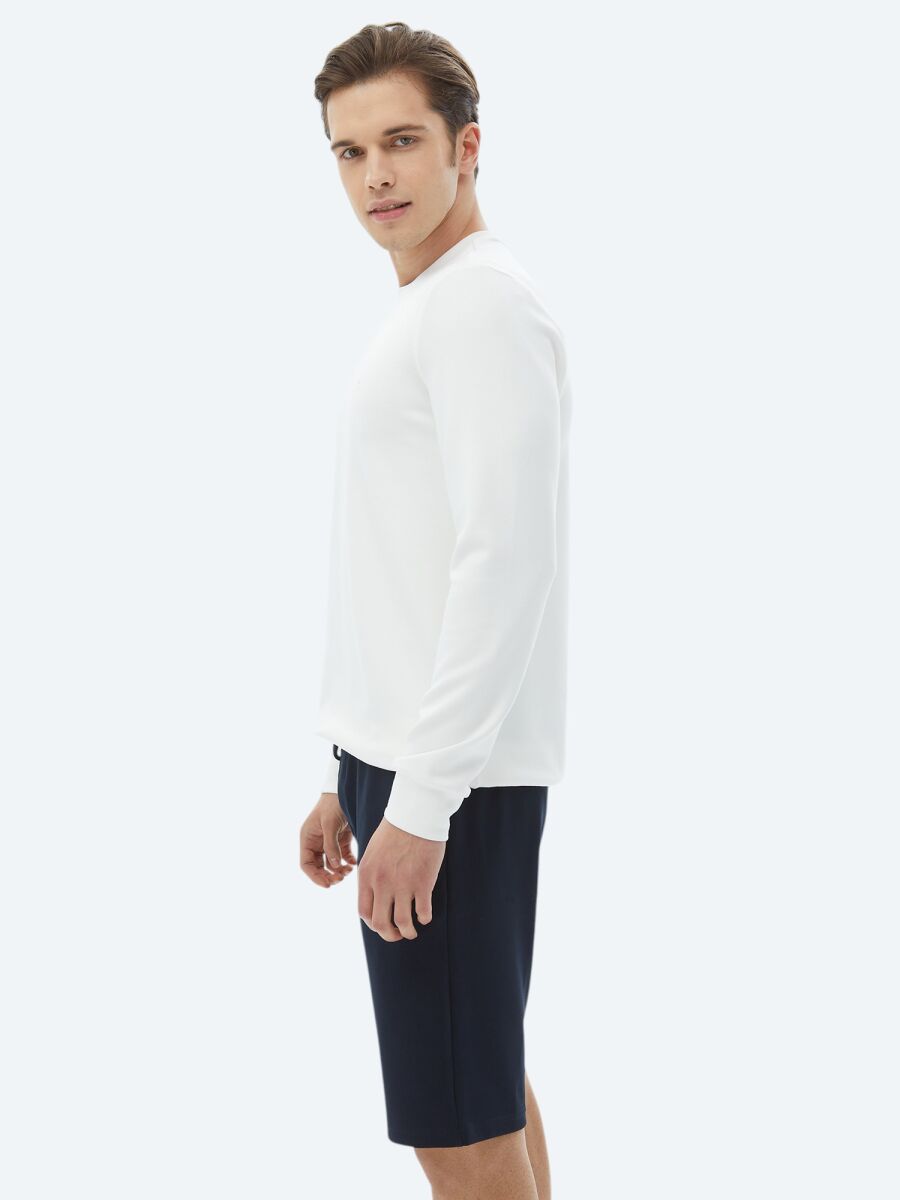 Ecru Crew Neck Printed Sweatshirt - 7