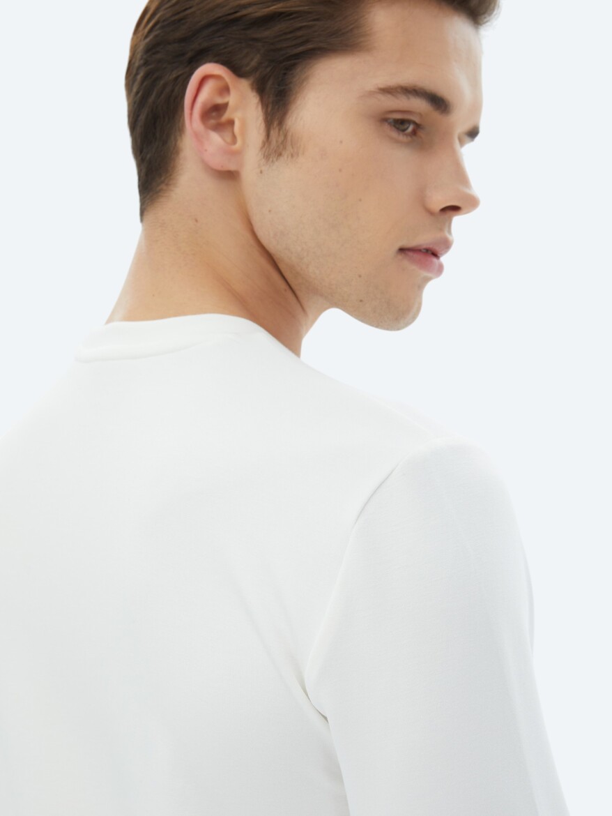 Ecru Crew Neck Printed Sweatshirt - 8