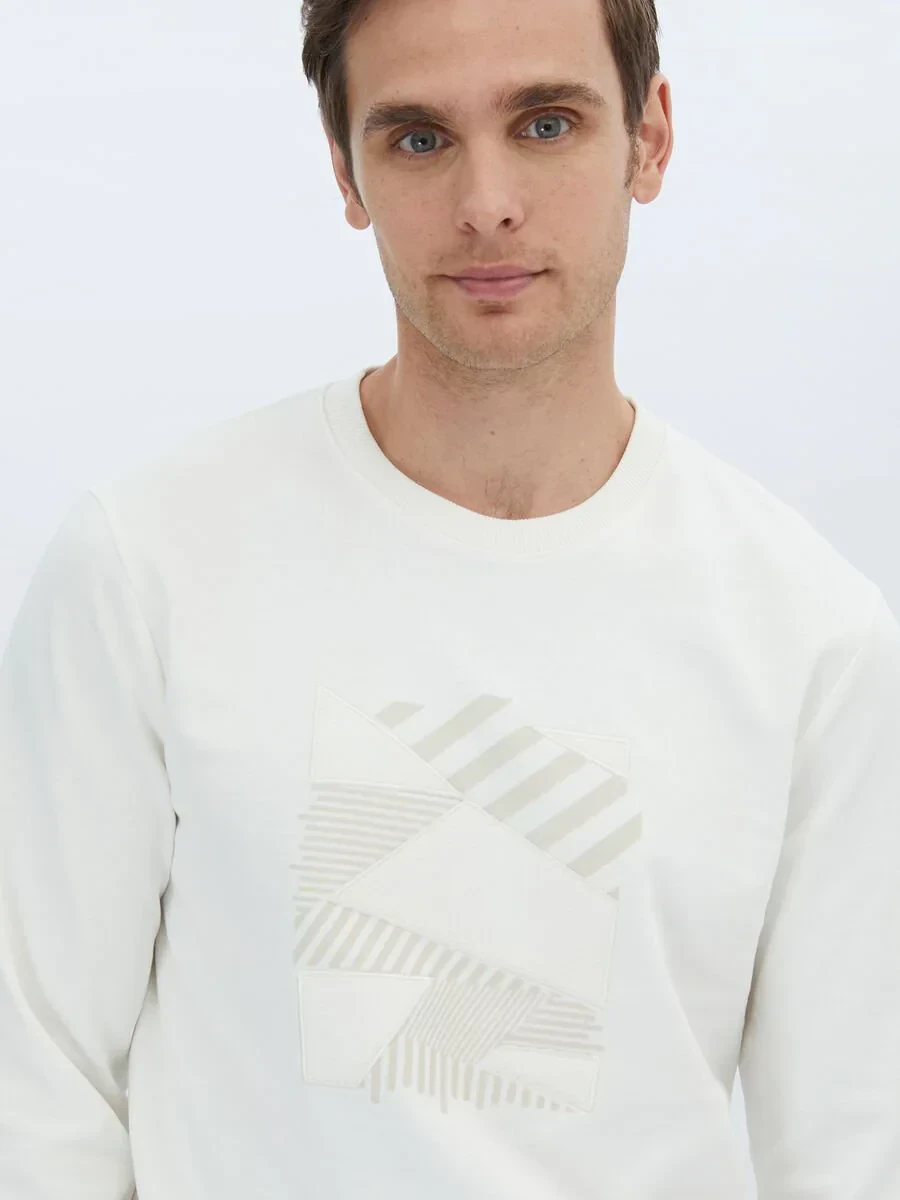 Ecru Crew Neck Sweatshirt - 3