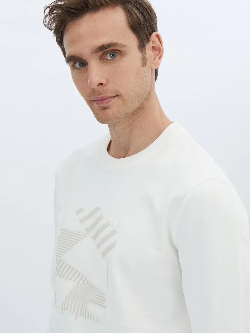 Ecru Crew Neck Sweatshirt 