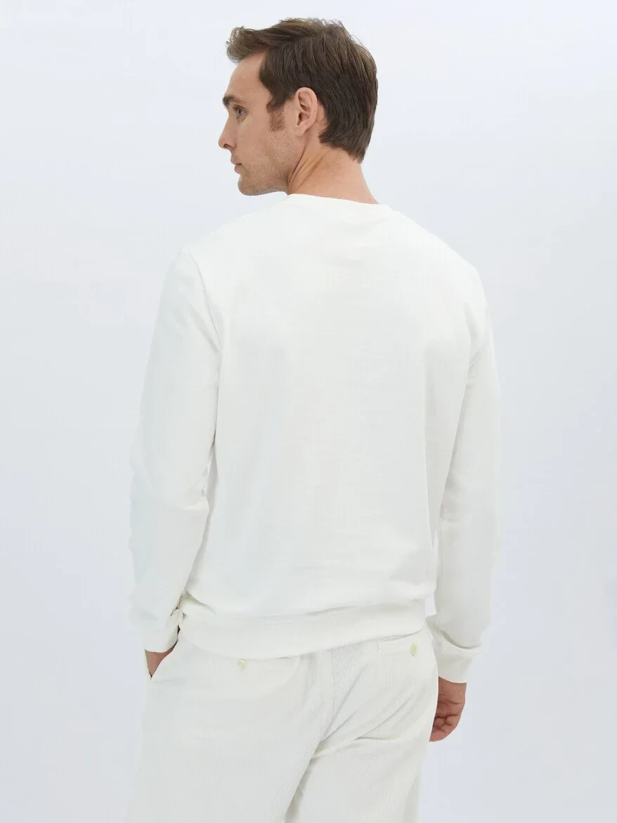 Ecru Crew Neck Sweatshirt - 5