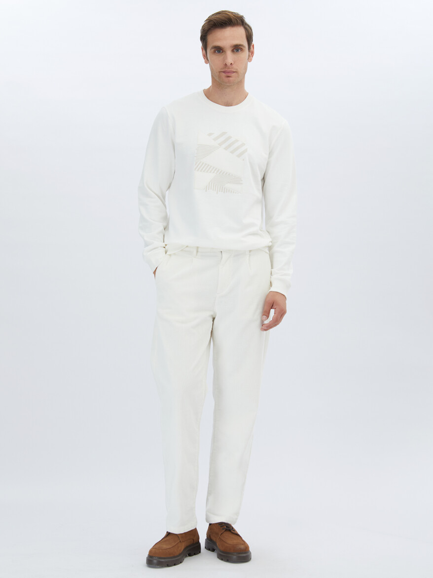Ecru Crew Neck Sweatshirt - 2