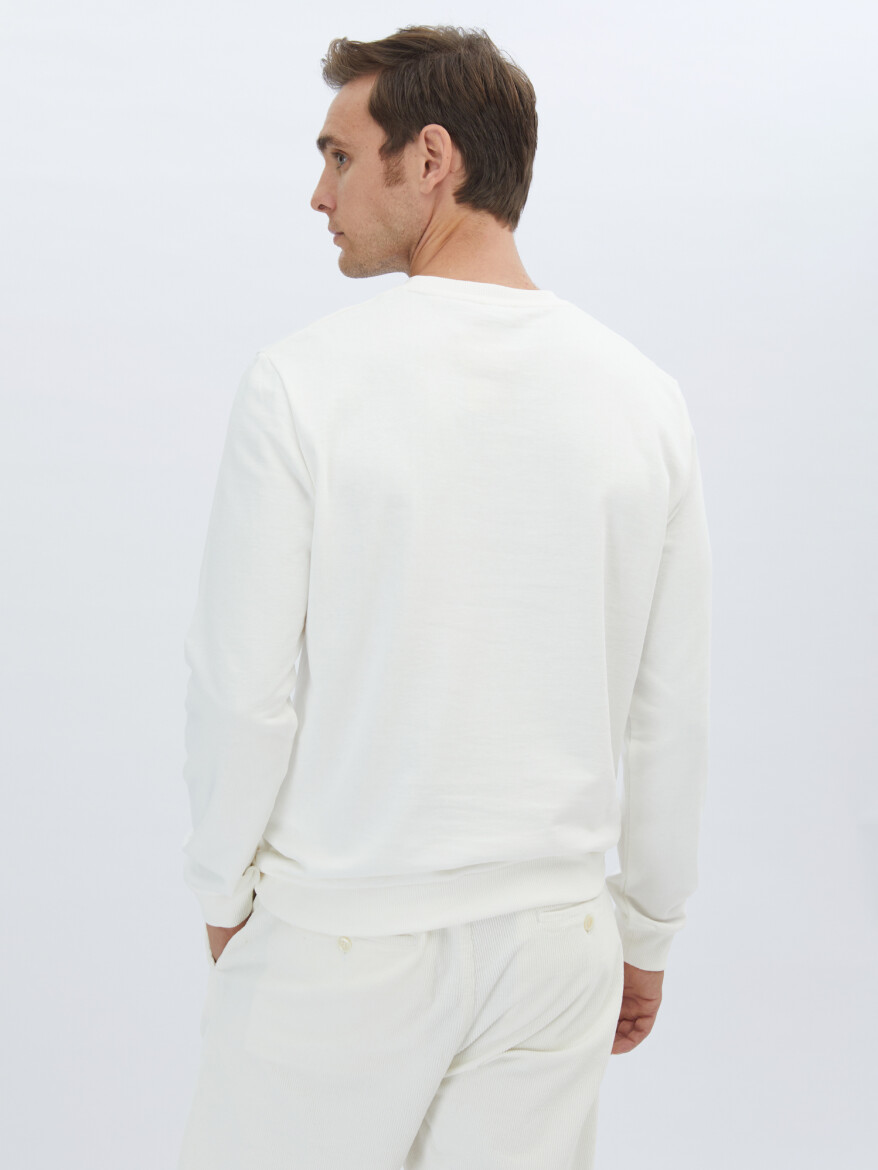 Ecru Crew Neck Sweatshirt - 5