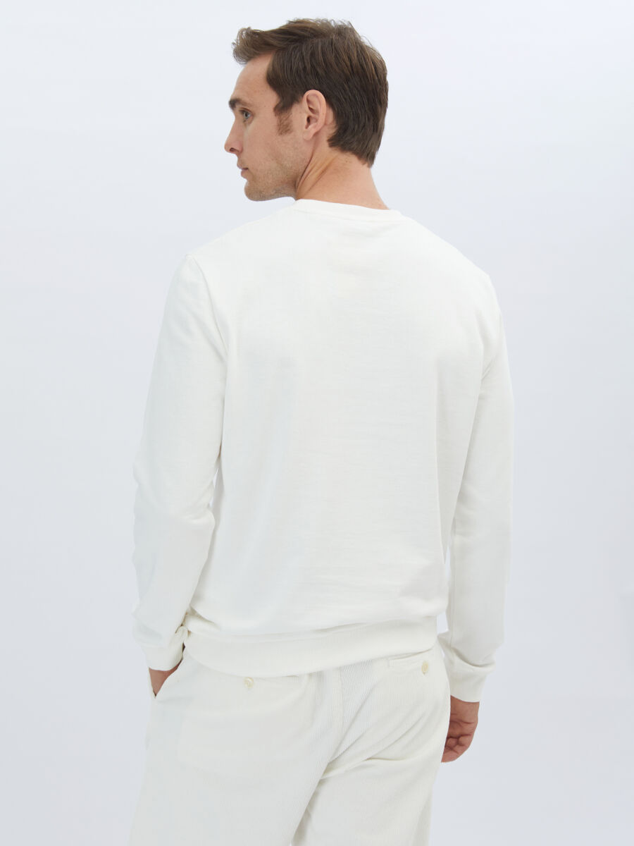 Ecru Crew Neck Sweatshirt - 5
