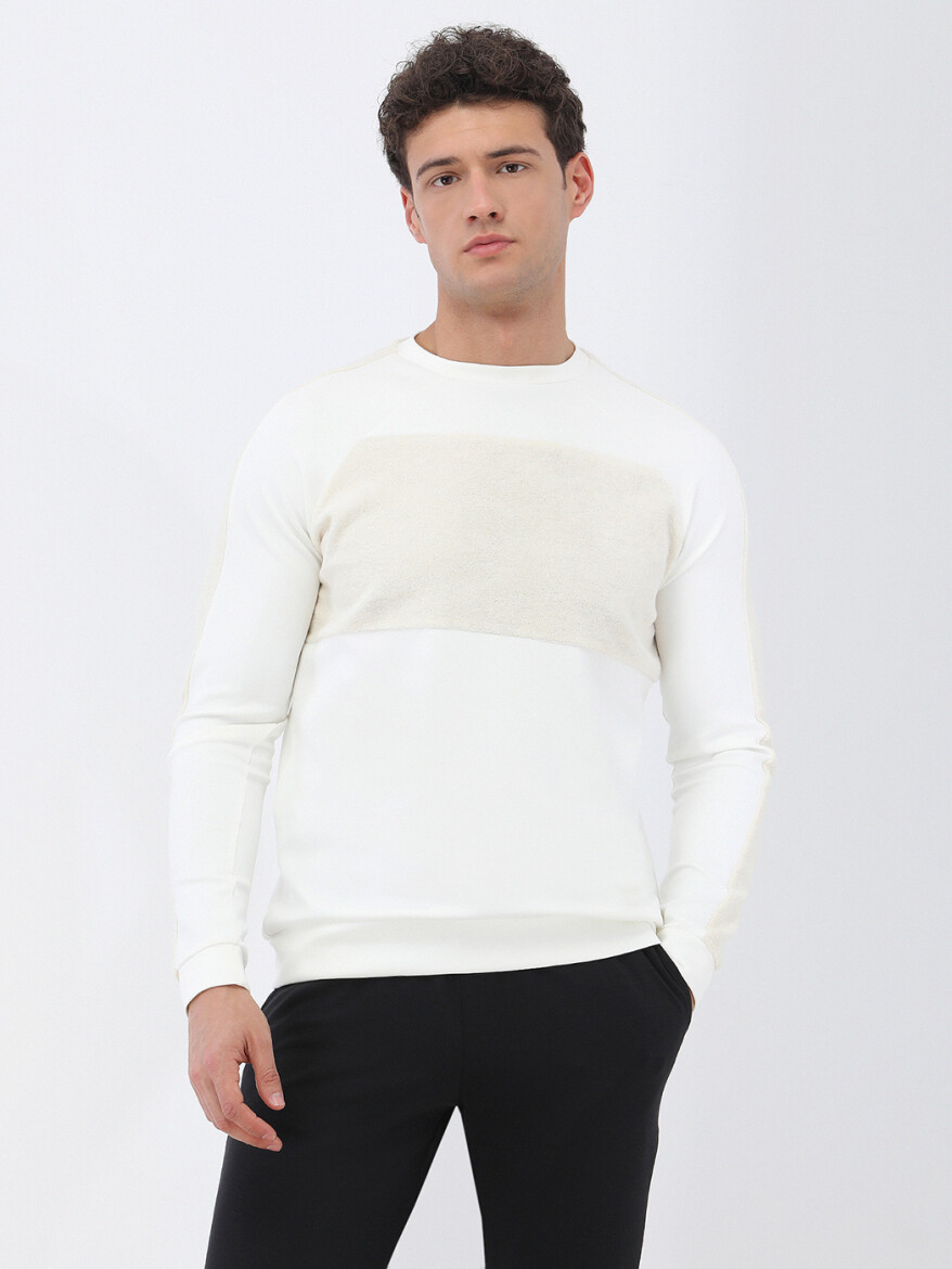 Ecru Crew Neck Sweatshirt - 1